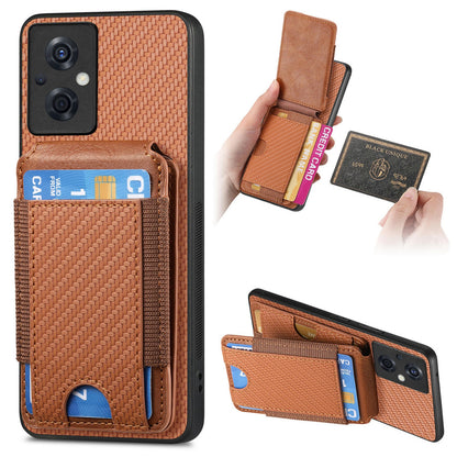 OPPO Reno8 Z Vertical Flip Wallet Stand Phone Case with Carbon Fibre Pattern