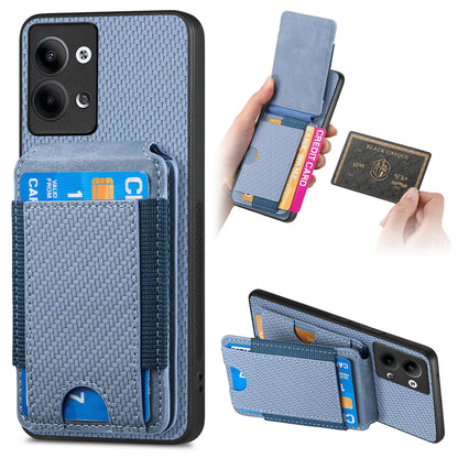 OPPO Reno9 Pro+ 5G Vertical Flip Wallet Stand Phone Case with Carbon Fibre Pattern