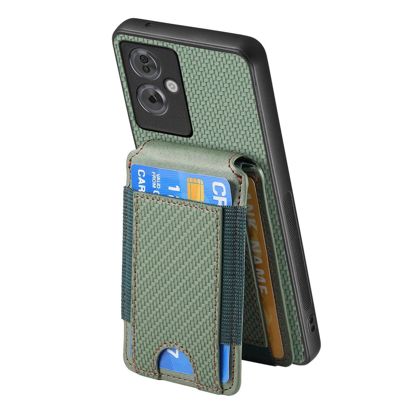 OPPO Reno9 Pro+ 5G Vertical Flip Wallet Stand Phone Case with Carbon Fibre Pattern