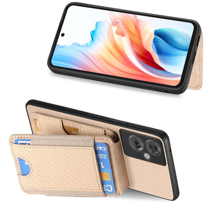 OPPO A17K Vertical Flip Wallet Stand Phone Case with Carbon Fibre Pattern