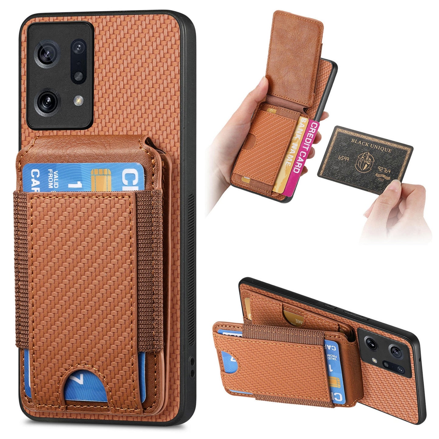 OPPO Find X5 Vertical Flip Wallet Stand Phone Case with Carbon Fibre Pattern