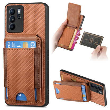 OPPO Reno6 Z Vertical Flip Wallet Stand Phone Case with Carbon Fibre Pattern