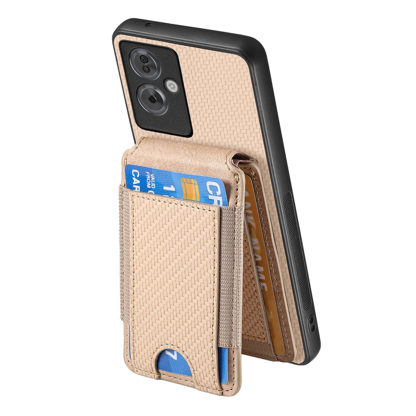 OPPO Reno5 5G Vertical Flip Wallet Stand Phone Case with Carbon Fibre Pattern