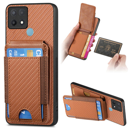 OPPO A15 Vertical Flip Wallet Stand Phone Case with Carbon Fibre Pattern