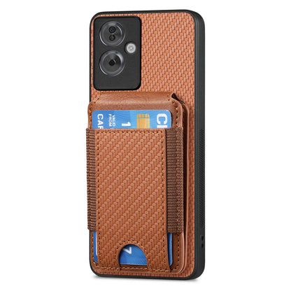 OPPO A15 Vertical Flip Wallet Stand Phone Case with Carbon Fibre Pattern