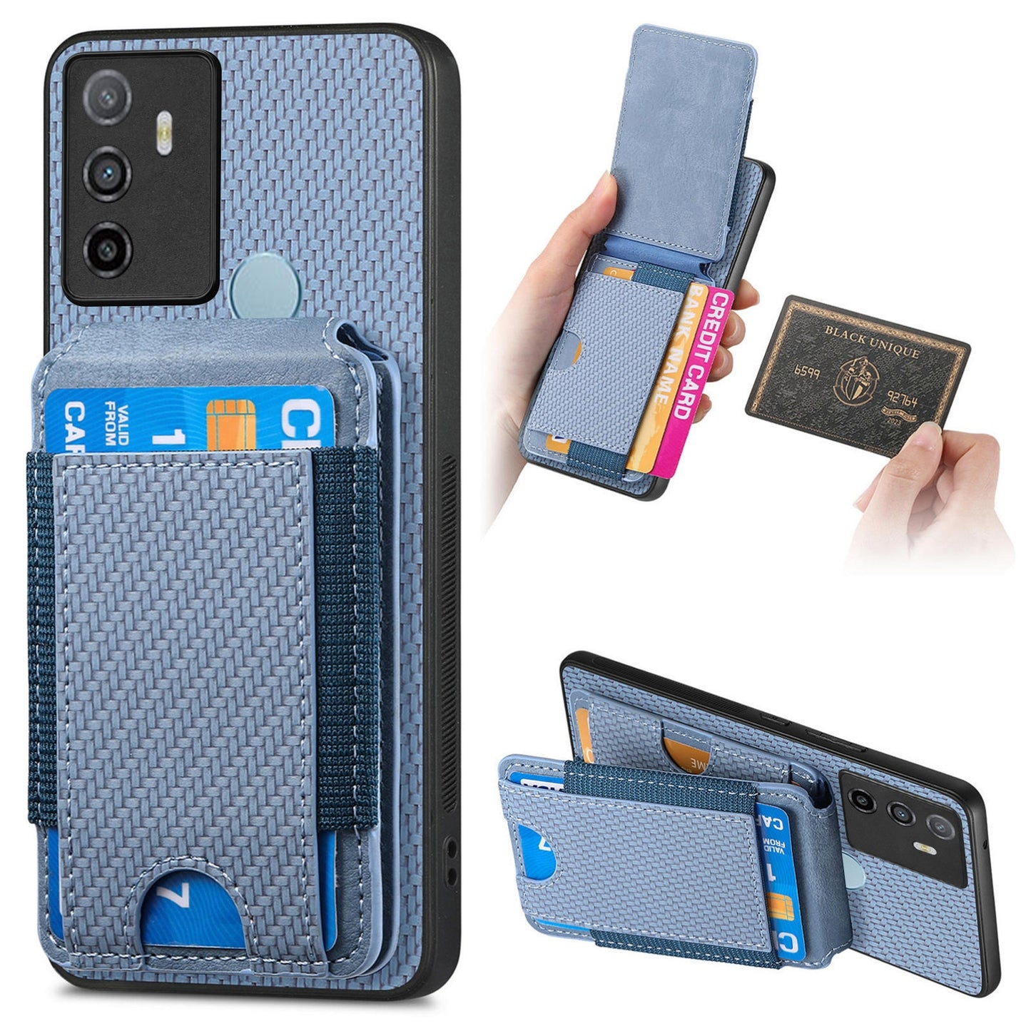 OPPO A53/A53S Vertical Flip Wallet Stand Phone Case with Carbon Fibre Pattern