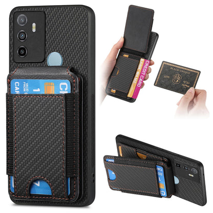 OPPO A53/A53S Vertical Flip Wallet Stand Phone Case with Carbon Fibre Pattern