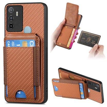 OPPO A53/A53S Vertical Flip Wallet Stand Phone Case with Carbon Fibre Pattern