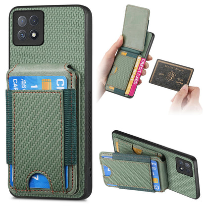 OPPO A72 5G Vertical Flip Wallet Stand Phone Case with Carbon Fibre Pattern