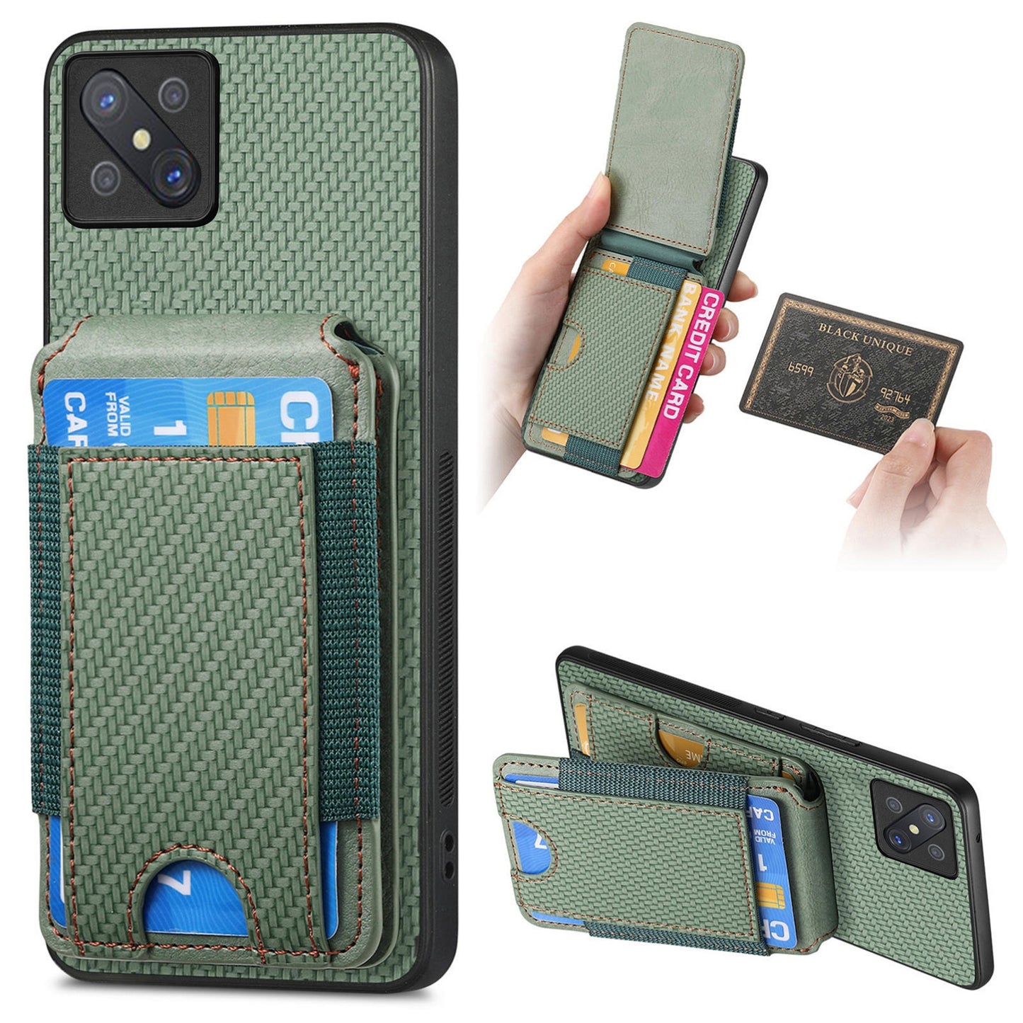 OPPO A92S Vertical Flip Wallet Stand Phone Case with Carbon Fibre Pattern