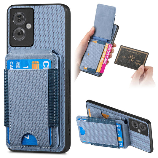OPPO A79 5G Vertical Flip Wallet Stand Phone Case with Carbon Fibre Pattern
