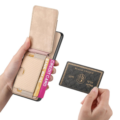 OPPO A38 4G Vertical Flip Wallet Stand Phone Case with Carbon Fibre Pattern