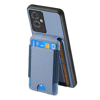 OPPO A58 5G Vertical Flip Wallet Stand Phone Case with Carbon Fibre Pattern