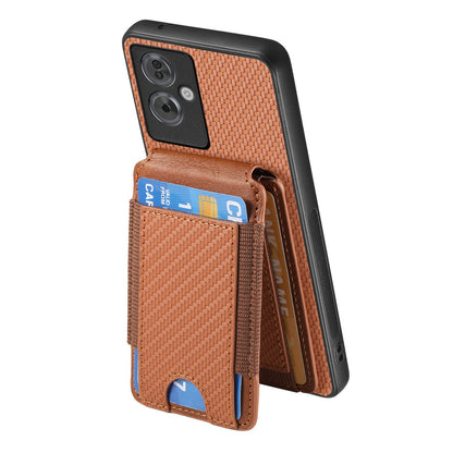 OPPO A58 5G Vertical Flip Wallet Stand Phone Case with Carbon Fibre Pattern