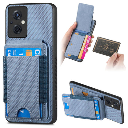 OPPO Reno7 Z 5G Vertical Flip Wallet Stand Phone Case with Carbon Fibre Pattern