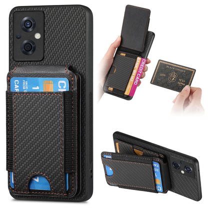OPPO F21 Pro 5G Vertical Flip Wallet Stand Phone Case with Carbon Fibre Pattern