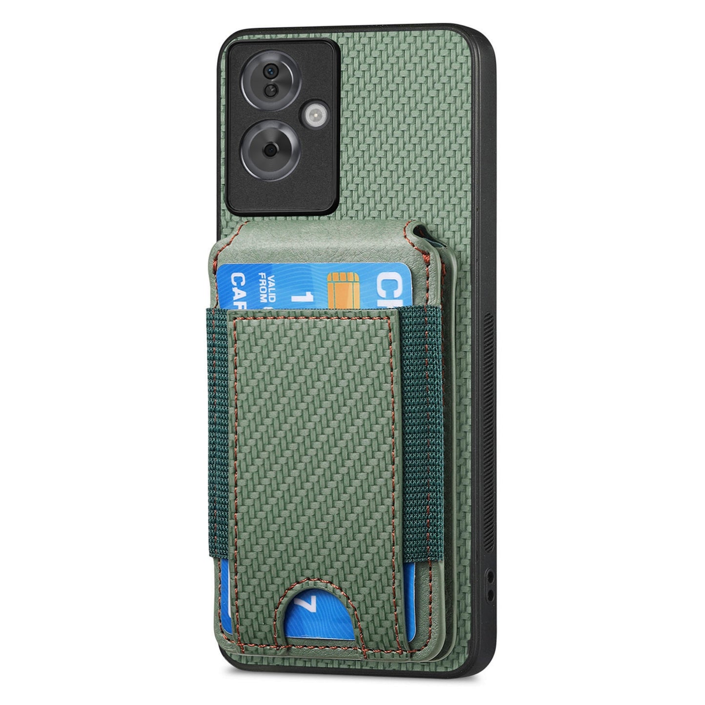 OPPO A74 5G Vertical Flip Wallet Stand Phone Case with Carbon Fibre Pattern