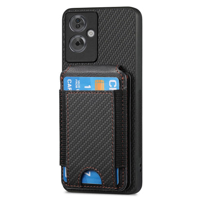 OPPO A72 Vertical Flip Wallet Stand Phone Case with Carbon Fibre Pattern