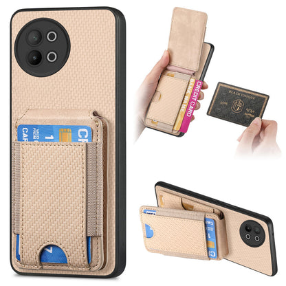 vivo S18e Vertical Flip Wallet Stand Phone Case with Carbon Fibre Pattern