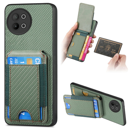 vivo S18e Vertical Flip Wallet Stand Phone Case with Carbon Fibre Pattern