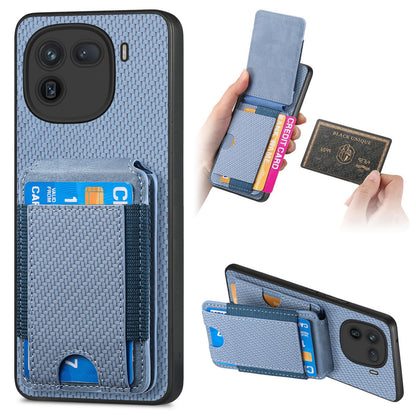 vivo iQOO 12 Pro Vertical Flip Wallet Stand Phone Case with Carbon Fibre Pattern