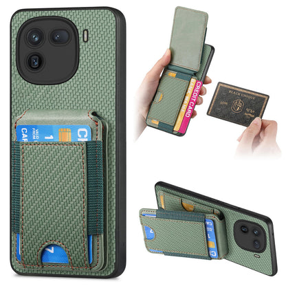 vivo iQOO 12 Pro Vertical Flip Wallet Stand Phone Case with Carbon Fibre Pattern