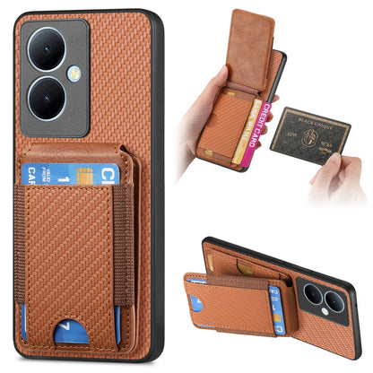 For Vivo Y35M+ Vertical Flip Wallet Stand Phone Case with Carbon Fibre Pattern