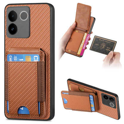 vivo S17E 5G Vertical Flip Wallet Stand Phone Case with Carbon Fibre Pattern