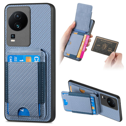 vivo iQOO Neo 7 SE Vertical Flip Wallet Stand Phone Case with Carbon Fibre Pattern
