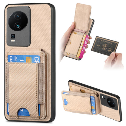 vivo iQOO Neo 7 SE Vertical Flip Wallet Stand Phone Case with Carbon Fibre Pattern