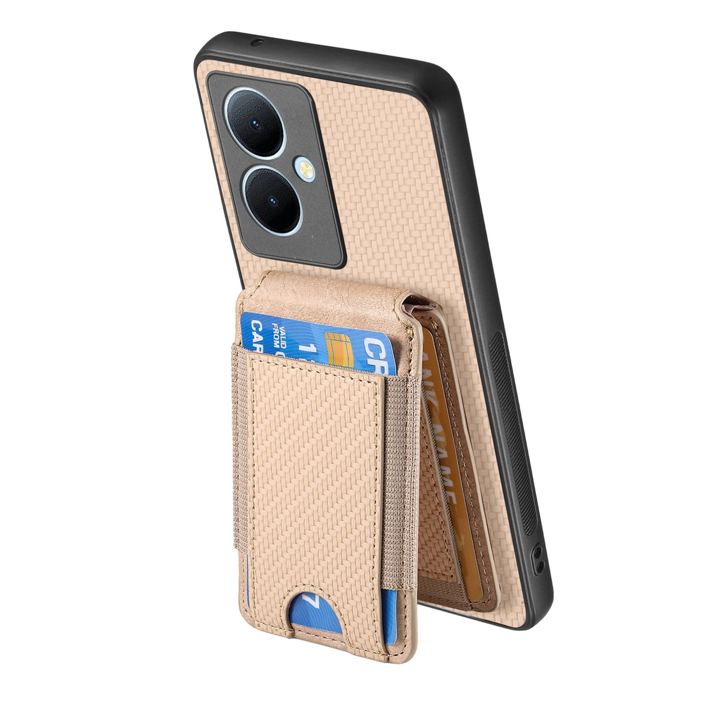 vivo V25 Pro Vertical Flip Wallet Stand Phone Case with Carbon Fibre Pattern
