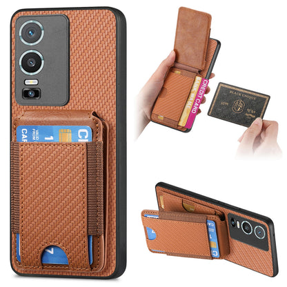 For vivo Y76 Vertical Flip Wallet Stand Phone Case with Carbon Fibre Pattern