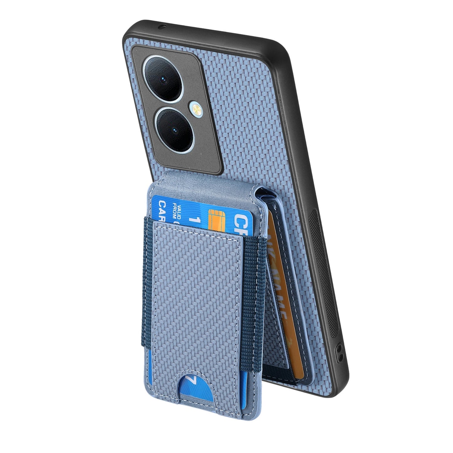 For vivo Y78+ Vertical Flip Wallet Stand Phone Case with Carbon Fibre Pattern