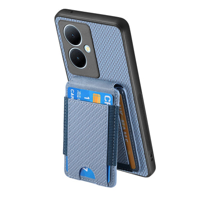 For vivo Y78+ Vertical Flip Wallet Stand Phone Case with Carbon Fibre Pattern