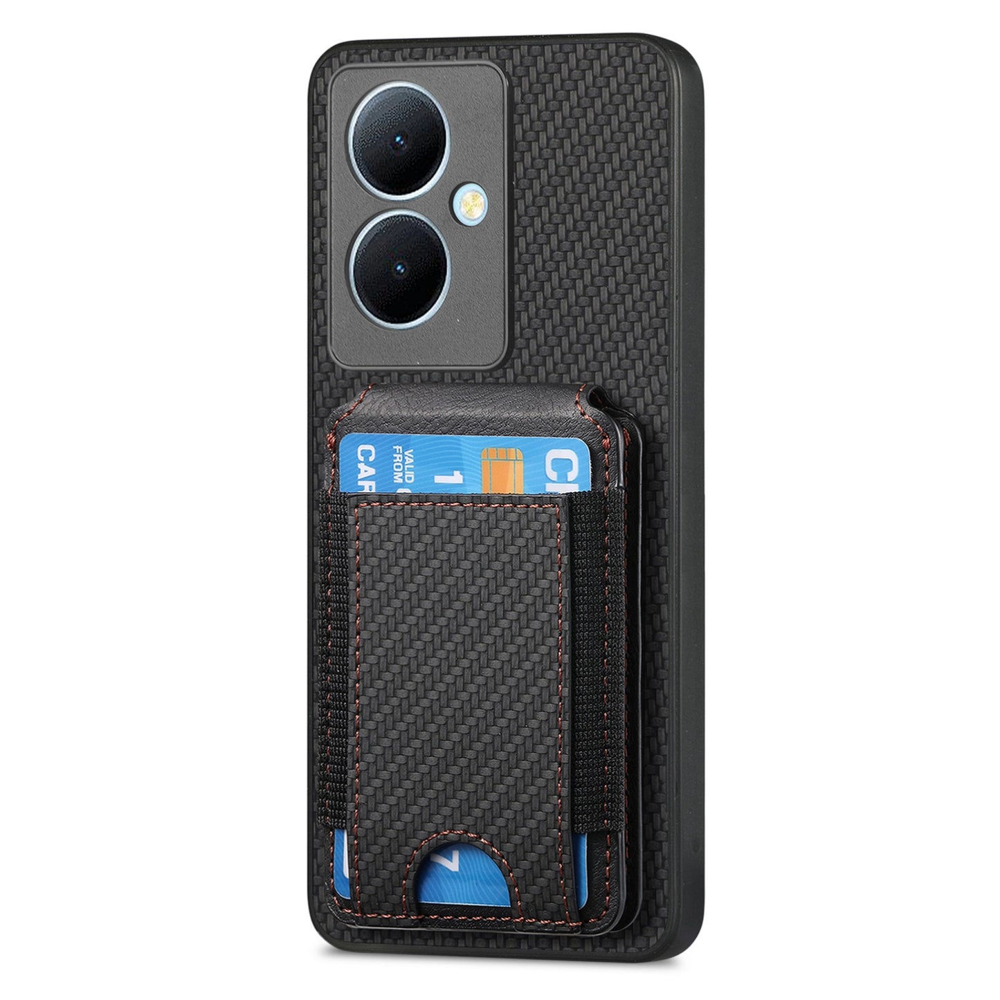 For vivo Y78+ Vertical Flip Wallet Stand Phone Case with Carbon Fibre Pattern