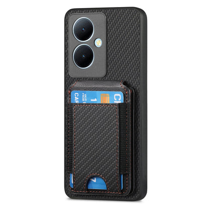 For vivo Y78+ Vertical Flip Wallet Stand Phone Case with Carbon Fibre Pattern
