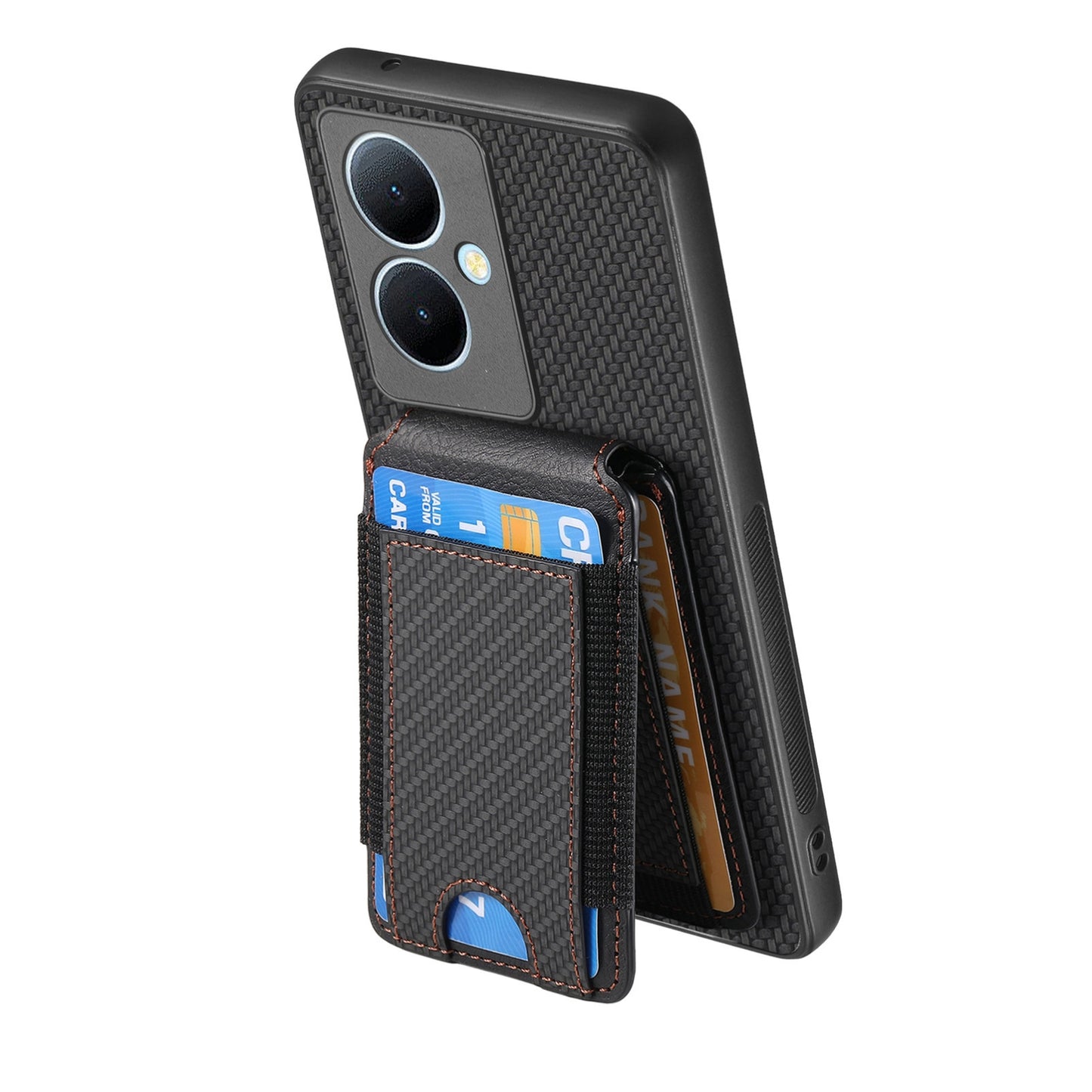 For vivo Y78+ Vertical Flip Wallet Stand Phone Case with Carbon Fibre Pattern