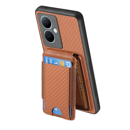 For vivo Y78+ Vertical Flip Wallet Stand Phone Case with Carbon Fibre Pattern