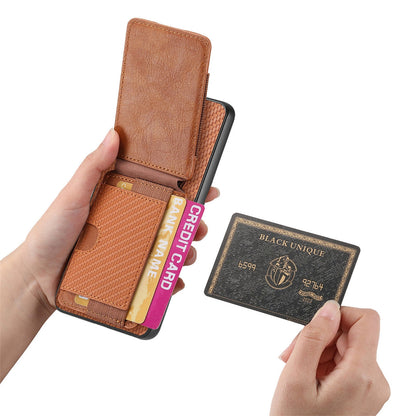 For vivo Y78+ Vertical Flip Wallet Stand Phone Case with Carbon Fibre Pattern