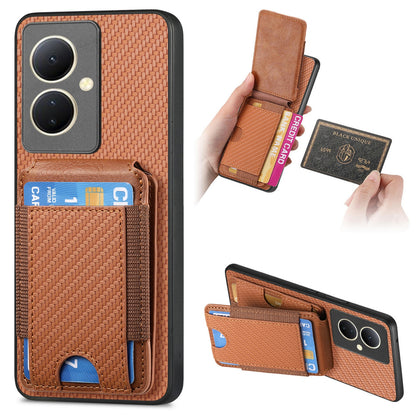 For vivo Y78+ Vertical Flip Wallet Stand Phone Case with Carbon Fibre Pattern