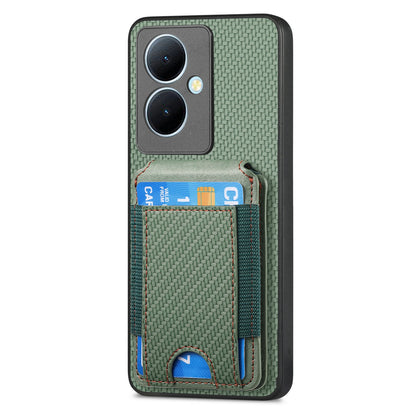 For vivo Y78+ Vertical Flip Wallet Stand Phone Case with Carbon Fibre Pattern