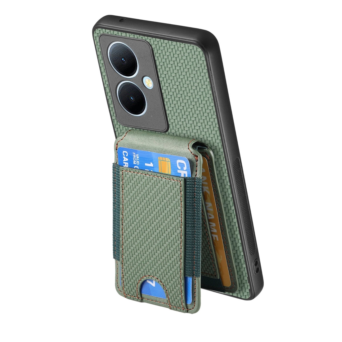 For vivo Y78+ Vertical Flip Wallet Stand Phone Case with Carbon Fibre Pattern