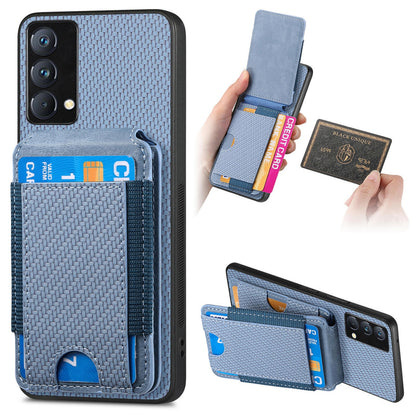 Realme GT Master Vertical Flip Wallet Stand Phone Case with Carbon Fibre Pattern