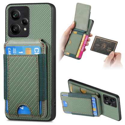 Realme 9 Pro Vertical Flip Wallet Stand Phone Case with Carbon Fibre Pattern