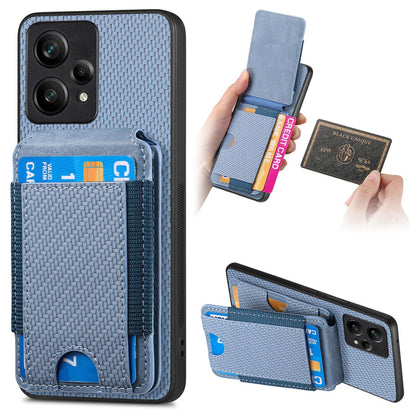 Realme 9 Pro+ Vertical Flip Wallet Stand Phone Case with Carbon Fibre Pattern