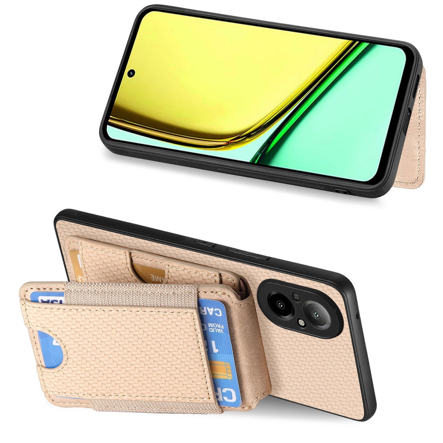 Realme 10 Pro Vertical Flip Wallet Stand Phone Case with Carbon Fibre Pattern