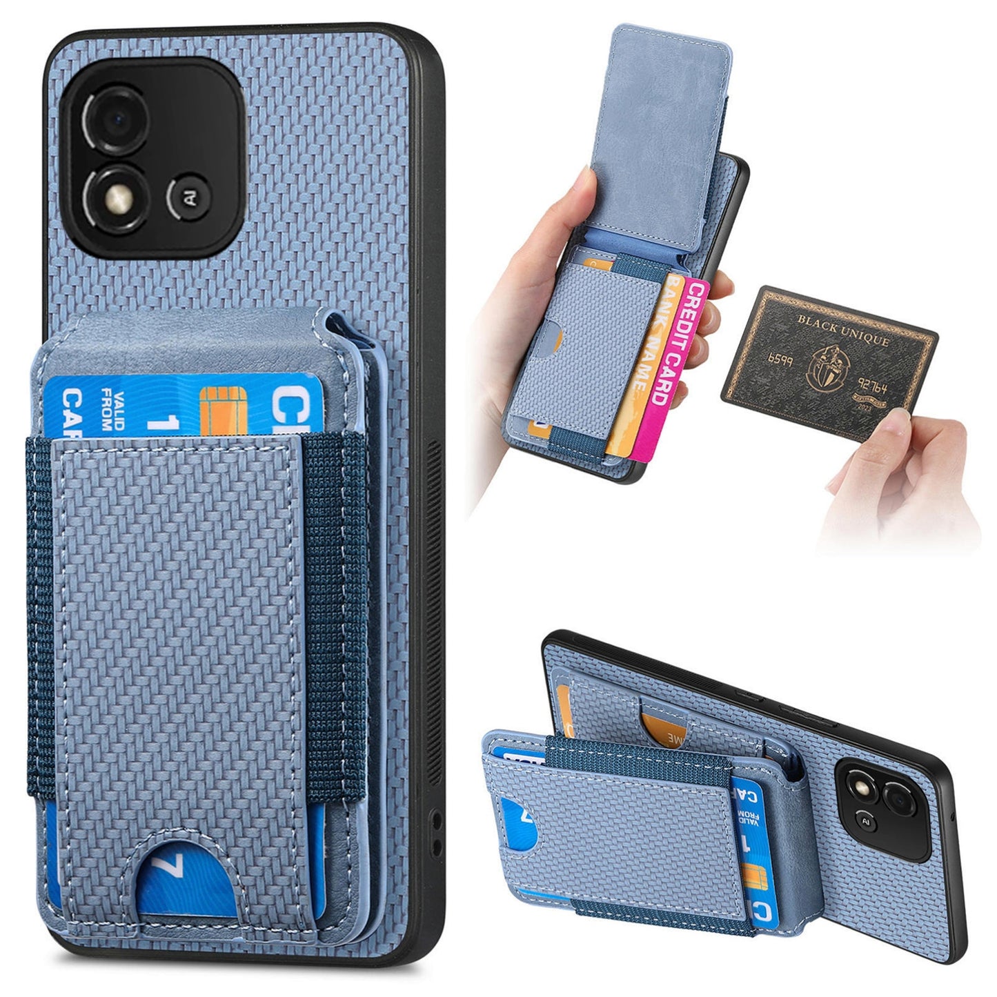 Realme C11 2021 Vertical Flip Wallet Stand Phone Case with Carbon Fibre Pattern