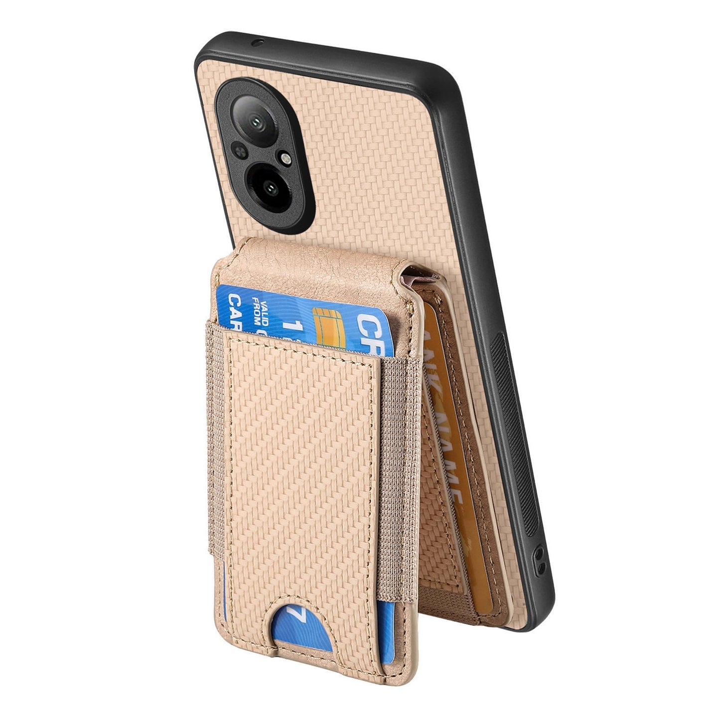 Realme C15 Vertical Flip Wallet Stand Phone Case with Carbon Fibre Pattern