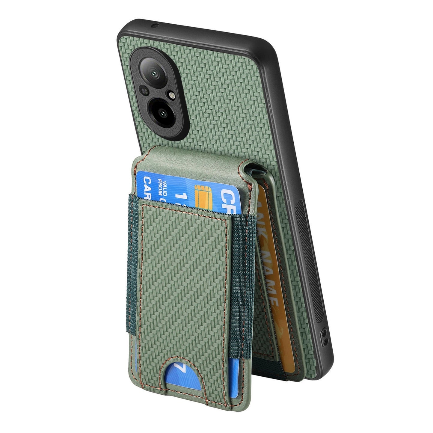 Realme C15 Vertical Flip Wallet Stand Phone Case with Carbon Fibre Pattern