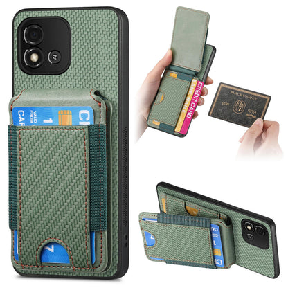 Realme C20 Vertical Flip Wallet Stand Phone Case with Carbon Fibre Pattern